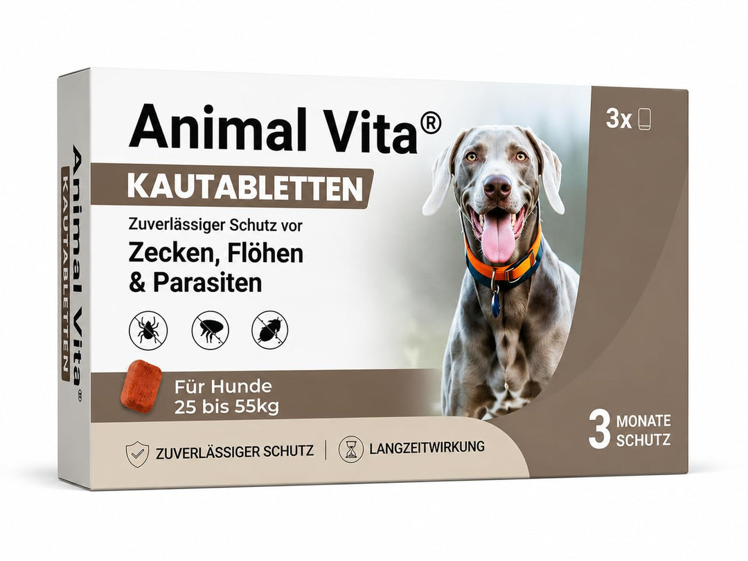 Animal Vita® Kautabletten für Hunde gegen Zecken &amp; Flöhee [3 Monate Schutz]
