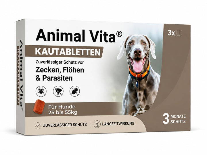 Animal Vita® Kautabletten für Hunde gegen Zecken &amp; Flöhee [3 Monate Schutz]