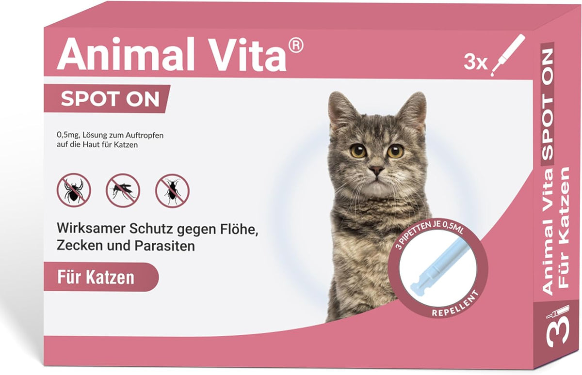 Animal Vita® Spot On Zeckenschutz für Katzen [zuverlässiger Zeckenschutz]