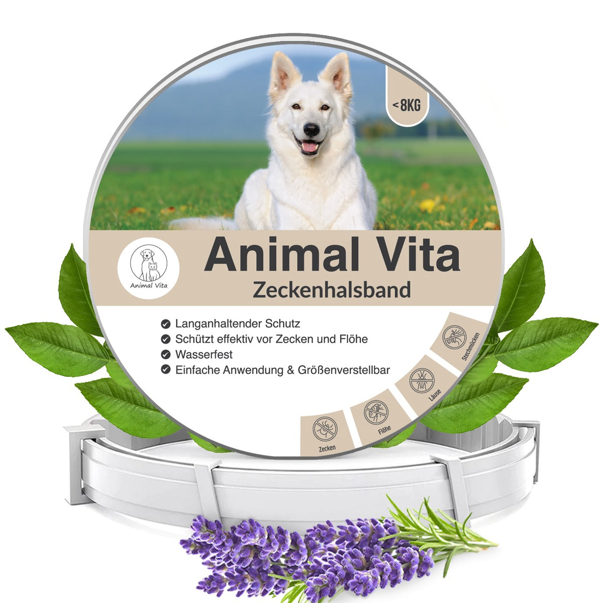 Animal Vita® Zeckenhalsband für Hunde - bis zu 8 Monate Zeckenschutz